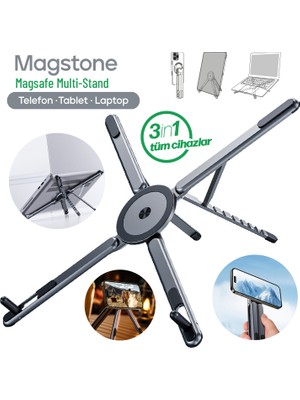 Enkado Laptop Stand Katlanabilir Ayarlanabilir Manyetik Magsafe Alüminyum Telefon Tablet Tutucu Tripod 3in1