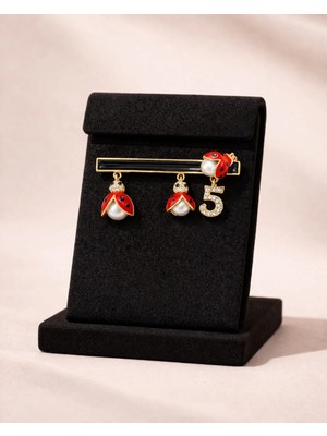 Mdm Style Uğur Böceği Figürlü Taşlı Broş