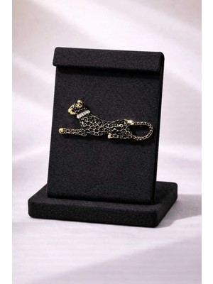 Mdm Style Leopar Figürlü Broş – Altın Siyah Desenli Şık Kadın Yaka Aksesuarı