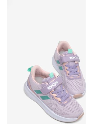 Tonny Black Çocuk Unisex Lila Yeşil Rahat Kalıp Nefes Alabilen Cırtlı Bağcıklı Sneaker