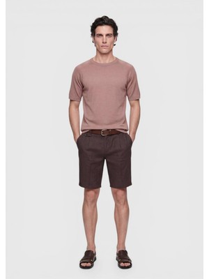 Ramsey Pembe Düz Örgü Ipek Karışımlı Triko