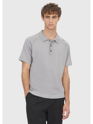 Ramsey Gri Düz Örgü Ipek Karışımlı Triko