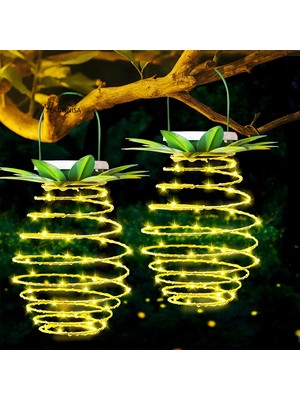 Teknonisa Ananas Solar LED   1 Adet Dış Mekan Güneş Enerjisi Fener , Su Geçirmez 60 LED  Dekoratif