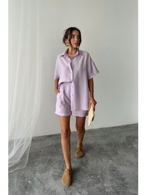 Gömlek - Şort Takım - Lila