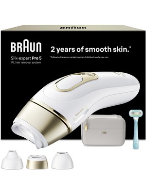 Braun IPL Silk·expert Pro 5, Evde Lazerle Tüy Alma, Çanta, Gillette Venus, 3 Başlık, PL5351