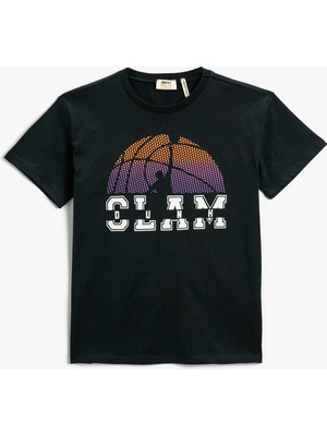 Koton Baskılı Pamuklu Bisiklet Yaka Kısa Kollu Tişört