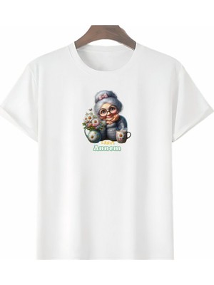 Anneler Gününe Özel Tasarım Canım Annem Baskılı T-Shirt - Beyaz