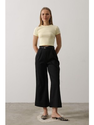 Kemer Pens Detaylı Pantolon - Siyah