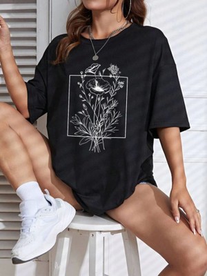 Baskılı T-Shirt - Siyah