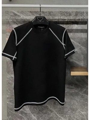 Unisex Karoyaka Dikişli Oversize T-Shirt - Siyah
