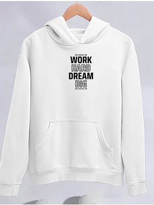 Kışlık Üç Iplik Kapşonlu Sweatshirt - Beyaz