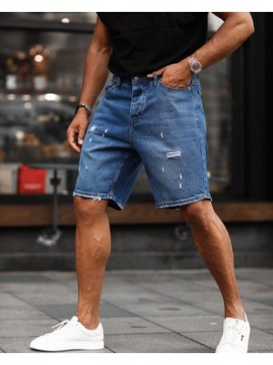 Lunelis Erkek Mavi Detaylı Şort