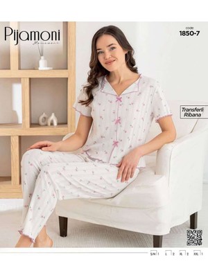 F.k Pamuklu Fiyonklu Ribanalı Kadın Pijama Takımı