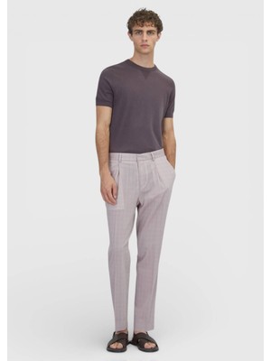 Ramsey Pembe Dokuma Regular Fit Casual Yün Karışımlı Pantolon