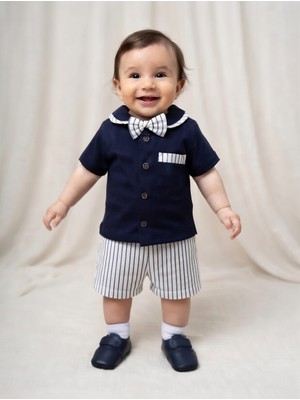 Çıtır Erkek Bebek  Papyonlu Gömlek Şort Takım Yazlık Şık Kombin