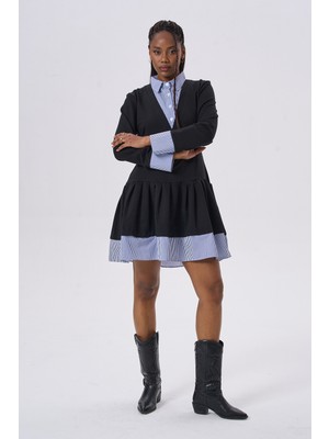 HANIQA Modern Stil Rahat Günlük Pileli Elbise