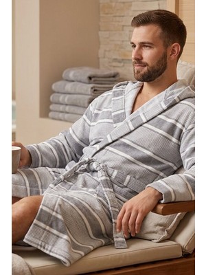 Daylife %100 Pamuk Gri Bornoz – Unisex, Yüksek Emiciliğe Sahip, Yumuşak Dokulu, Lüks Spa ve Otel Tipi Bornoz