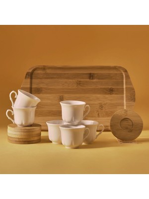 Karaca Bambu Tepsili 6 Kişilik Kahve Fincanı 90 ml