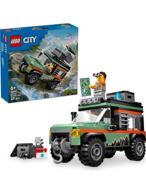 City 4x4 Arazi Dağ Arabası 60447-6 Yaş ve Üzeri Çocuklar Için Yaratıcı Oyuncak Yapım Seti, Doğum Günü Hediyesi (221 Parça)