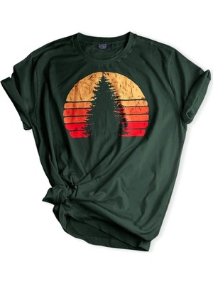Genius Store  Unisex Baskılı Tişört Outdoor Normal Kalıp Tshirt  (Güneş Nefti)