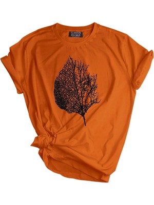 Genius Store  Unisex Baskılı Tişört Outdoor Normal Kalıp Tshirt  (Yaprak T.)