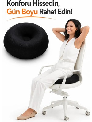 Kırlent Ev Visco Ortopedik Oturma Simidi – Ağrı Karşıtı Destek Yastığı – Hemoroid Oturma Minderi