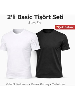 Plus Scorpion Erkek Basic Tişört Slim Fit Bisiklet Yaka Pamuk Likralı Günlük Kullanım