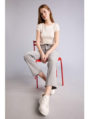 DeFacto Comfort Straight Normal Bel Jean Yıkamalı Pantolon H5367AX26SM