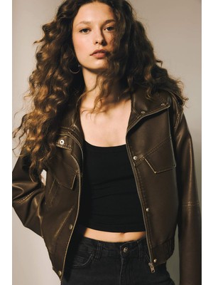 DeFacto Relax Fit Suni Deri Mont G0667AX26SP