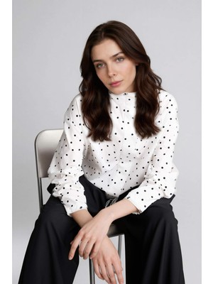 DeFacto %100 Pamuk Puantiyeli Poplin Tunik H0675AX26SP