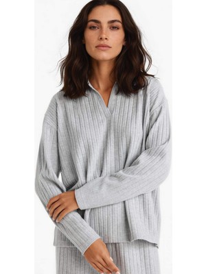 DeFacto Relax Fıt Polo Yaka Fitilli Kaşkorse Uzun Kollu Tişört F1007AX25AU