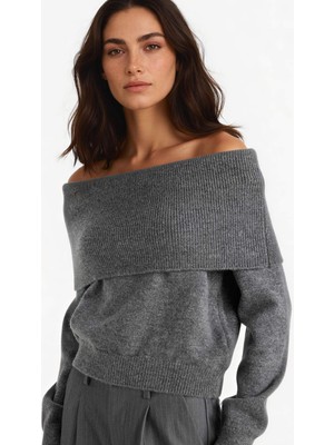 DeFacto Regular Fit Açık Omuz Triko Kazak F3029AX25WN