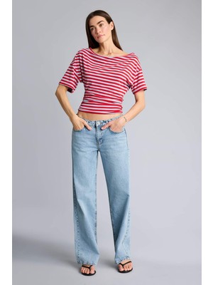 Afra x DeFacto %100 Pamuk Düşük Bel Jean Pantolon G8881AX26SP
