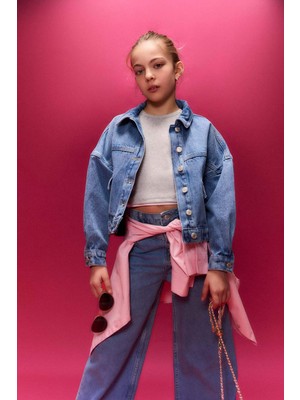 DeFacto Jean Ceket Kız Çocuk H0405A826SM