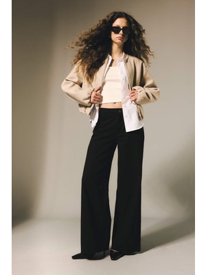 DeFacto %100 Pamuk Wide Leg Normal Bel Gabardin Pantolon E4381AX26SP