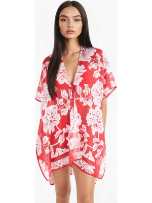 DeFacto Regular Fit Tropikal Desenli Şifon Plaj Kimono E8221AX25SP