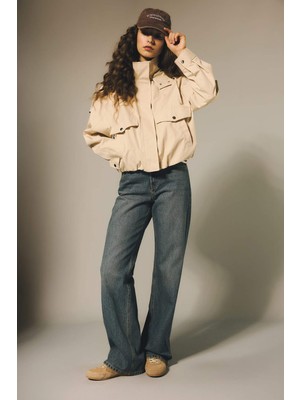 DeFacto %100 Pamuk Straight Wide Yüksek Bel Geniş Paça Jean Kar Yıkamalı Pantolon F9585AX26SP