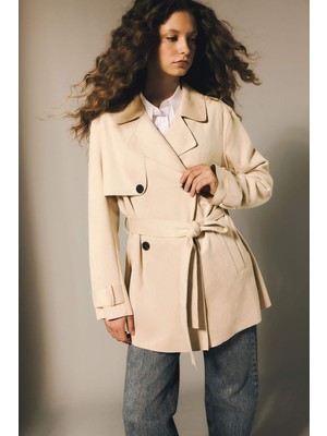 DeFacto Smokin Yaka Süet Trençkot G0766AX26SP