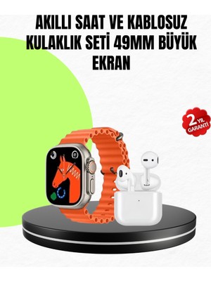 LTG Nova Watch 9 Akıllı Saat Seti 2 Kordonlu Kablosuz Kulaklık Hediyeli
