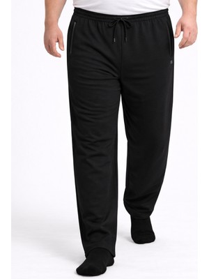 Battal Moda Battalmoda Erkek Büyük Beden Siyah Iki Iplik Cep Fermuarlı Eşofman Altı 3xl-4xl-5xl-6xl-7xl-8xl