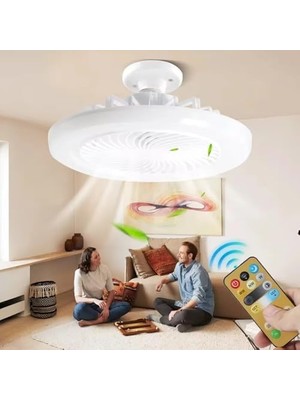 E27 LED Işıklı Sessiz Tavan Vantilatörü, Ayarlanabilir Renk Sıcaklığı, Kısılabilir Fan Lambası, Ayarlanabilir Fan Hızları, Zamanlayıcılı, Uzaktan Kumandalı, Fanlı Tavan Lambası