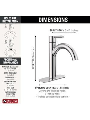 Adoz Shopping Nicoli Tek Delikli Banyo Bataryası, Tek Kolu Banyo Bataryası Krom, Banyo Lavabo Bataryası, Tahliye Montajı, Krom 15749LF