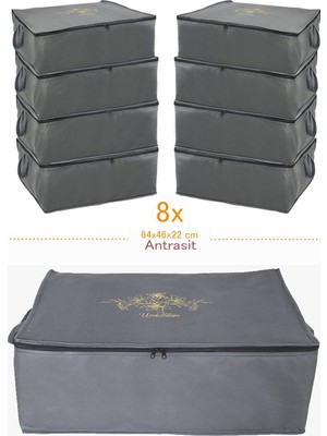 PremiumPort 8'li Antrasit Baza Altı Saklama Hurcu, Huzurlu Düzen Için Ideal