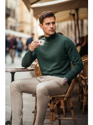 Livio Ferri Lier Yarım Boğazlı Regular Fit Erkek Kazak Düz Triko