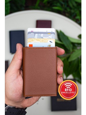 Garbalia Jordan Taba Renkli Otomatik Mekanizmalı Erkek Kartlık Cüzdan Suni Deri Şık Tasarım