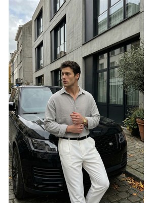 Livio Ferri Yurin Erkek Premium Müslin %100 Pamuk Oversize Uzun Kollu Gömlek