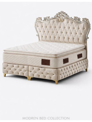 Mersanto More Bazalı Yatak Seti – Klasik Lüks Sandıklı Çift Kişilik Yatak