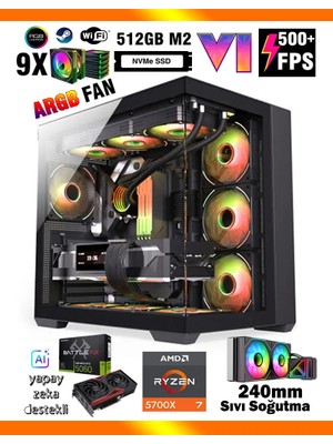 Zeiron Mirage X32 Ryzen 7 5700X 16GB 512GB M.2 SSD 8GB RTX5060 Sıvı Soğutmalı Masaüstü Oyun Bilgisayarı