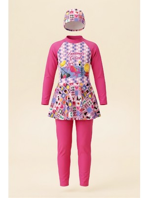 Modanino Kız Çocuk Uzun Kollu ve Etek Alltlı Mayo Takımı 4-13 Yaş 12590N