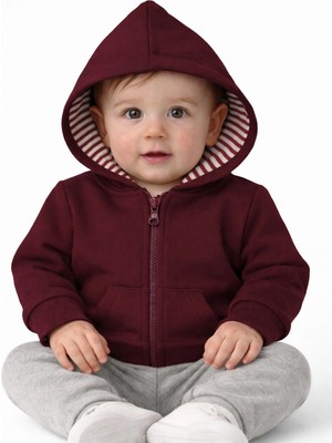 Organickid Cranberry Bebek Bordo Kapüşonlu Sweatshirt